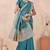 sky blue zari embroidered siroski stone work two tone silk blend saree sari