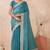 sky blue zari embroidered siroski stone work two tone silk blend saree sari