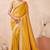 mustard zari embroidered siroski stone work two tone silk blend saree sari