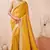 mustard zari embroidered siroski stone work two tone silk blend saree sari
