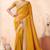 mustard zari embroidered siroski stone work two tone silk blend saree sari