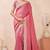 pink zari embroidered siroski stone work two tone silk blend saree sari