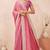 pink zari embroidered siroski stone work two tone silk blend saree sari