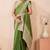 green zari embroidered siroski stone work two tone silk blend saree sari