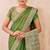 green zari embroidered siroski stone work two tone silk blend saree sari