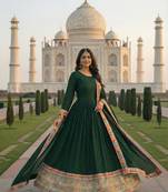 DESIGNER FANCY GREEN ANARKALI SALWAR SUIT FOR WEDDING PARTY WEAR IN GEORGETTE