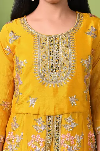 gold embroidered chinon salwar suit with dupatta