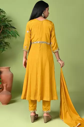 gold embroidered chinon salwar suit with dupatta