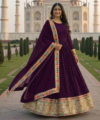  PURPLE embroidered ANARKALI SALWAR SUIT 1