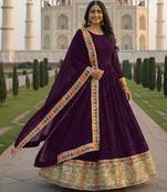  PURPLE embroidered ANARKALI SALWAR SUIT