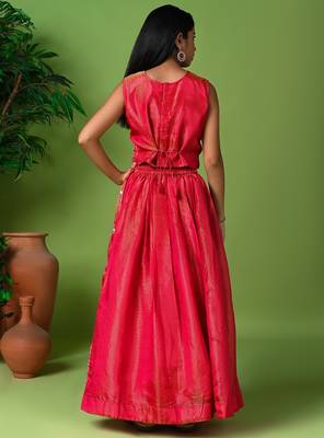pink faux art silk lehenga choli with embroidery 3