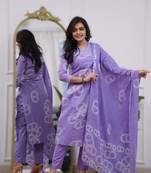 voilet chanderi embroidered kurta bottom printed dupatta