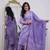 Voilet chanderi embroidered kurta bottom printed dupatta