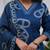 Navy blue chanderi embroidered kurta bottom printed dupatta
