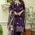 Purple viscose embroidered kurta printed organza dupatta