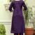 Purple viscose embroidered kurta printed organza dupatta