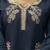 Navy blue viscose embroidered kurta printed organza dupatta