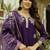 Purple viscose embroidered kurta printed organza dupatta