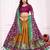 mustard patola print dola silk lehenga set with choli and dupatta with tassels