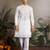 White viscose silk real mirror with thread & sequins embroidered work festival marriage party wear straight mens kurta