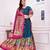 teal-blue patola print dola silk lehenga set with choli and dupatta with tassels