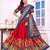 red patola print dola silk lehenga set with choli and dupatta with tassels