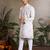 White viscose silk real mirror with thread & sequins embroidered work festival marriage party wear straight mens kurta