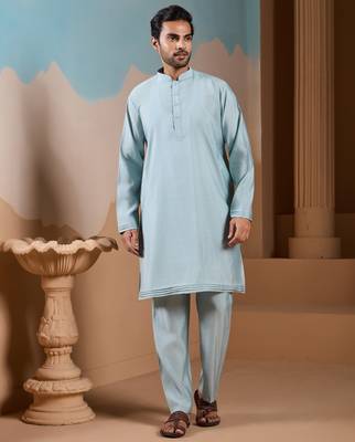 PISTA GREEN SILK PREMIUM THREAD & SEQUINS EMBROIDERED WORK FESTIVAL PARTY WEAR STRAIGHT KURTA WITH JACKE AND PANT 7