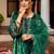 Green velvet heavy thread embroidery work kurta pant set
