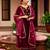 Maroon velvet heavy thread embroidery work kurta pant set