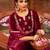 Maroon velvet heavy thread embroidery work kurta pant set