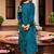 Blue velvet heavy thread embroidery work kurta pant set