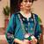 Blue velvet heavy thread embroidery work kurta pant set