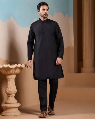 BLACK SILK PREMIUM THREAD & SEQUINS EMBROIDERED WORK WEDDING FESTIVAL PARTY WEAR STRAIGHT KURTA WITH JACKE AND PANT 7