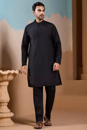 BLACK SILK PREMIUM THREAD & SEQUINS EMBROIDERED WORK WEDDING FESTIVAL PARTY WEAR STRAIGHT KURTA WITH JACKE AND PANT