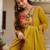 Mustard silk heavy thread embroidery work kurta pant set