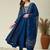 Blue vichitra silk heavy thread embroidery work kurta pant set