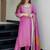 Pink viscose shimmer heavy thread embroidery work with jacquard dupatta kurta pant set