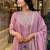 Baby pink chinon heavy thread embroidery work kurta pant set