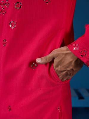 RANI VISCOSE SILK REAL MIRROR WITH THREAD EMBROIDERED WORK FESTIVAL MARRIAGE PARTY WEAR STRAIGHT MENS KURTA WITH PANT 7