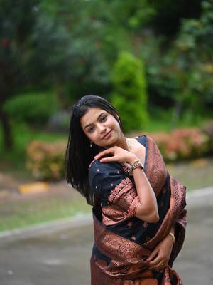 Black color ART SILK blend sarees with blouse 5