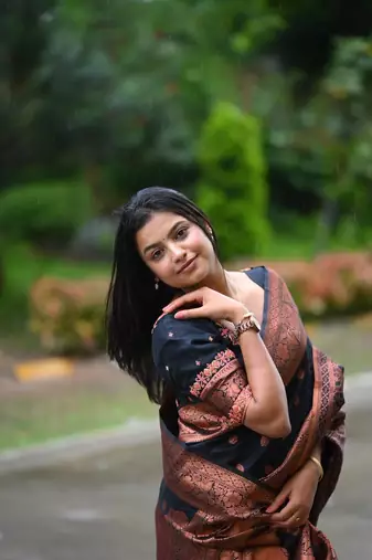 Black color ART SILK blend sarees with blouse