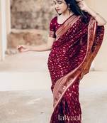 Maroon color ART SILK blend sarees with blouse