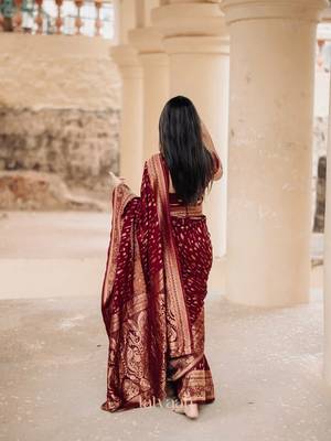 Maroon color ART SILK blend sarees with blouse 2