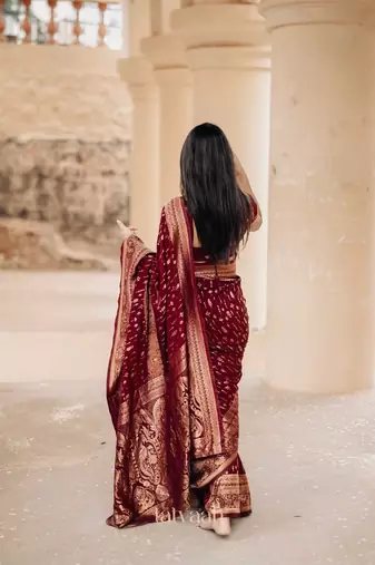 Maroon color ART SILK blend sarees with blouse