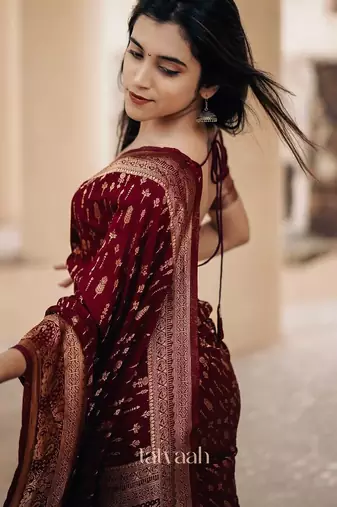Maroon color ART SILK blend sarees with blouse