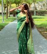 Green color ART SILK blend sarees with blouse