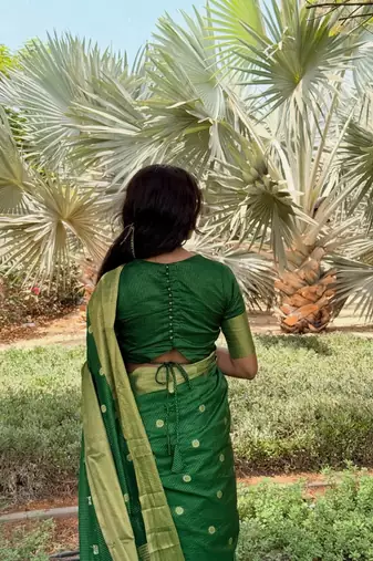 Green color ART SILK blend sarees with blouse