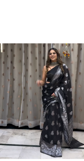 Black color ART SILK blend sarees with blouse 2