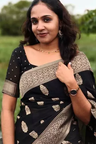 Black color ART SILK blend sarees with blouse